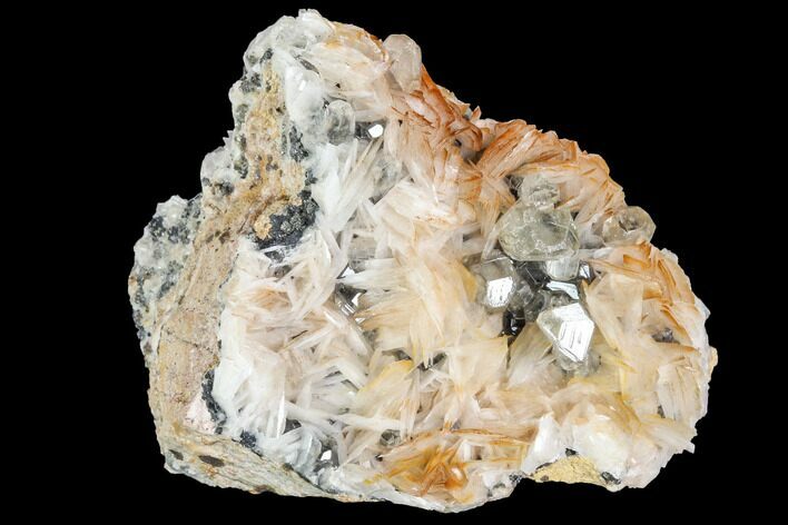 Cerussite Crystals with Bladed Barite on Galena - Morocco #100755